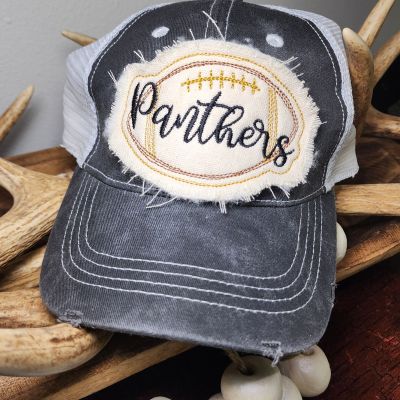 panthers  football hat patch in the hoop embroidery